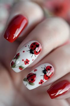 Ladybug Love Nails Design